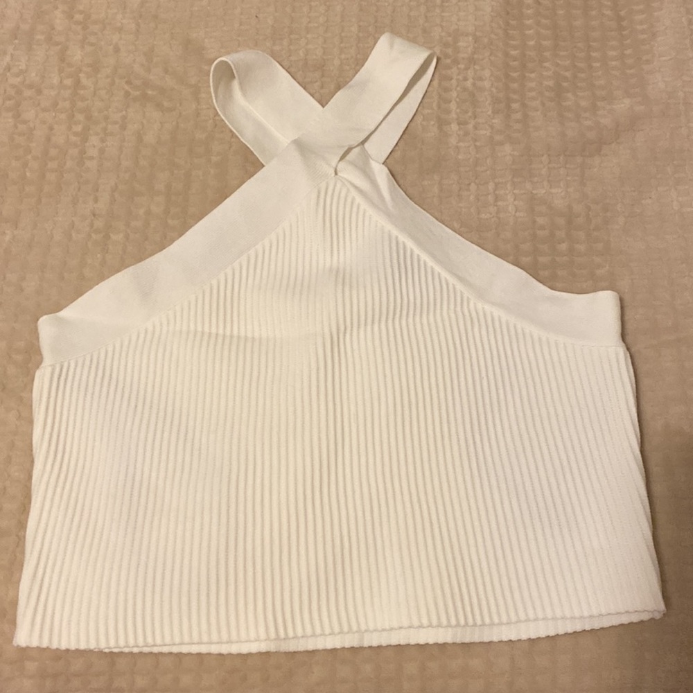 White Ribbed Halter Top - Picture 3 of 5
